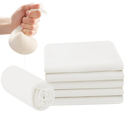 6-Pack Grade 100 Cheese Cloths for Straining, 20x20 Inch Reusable Cotton Muslin Cloth, Hemmed Edges Food Grade Filter for Cooking, Nut Milk, Greek Yogurt and Turkey