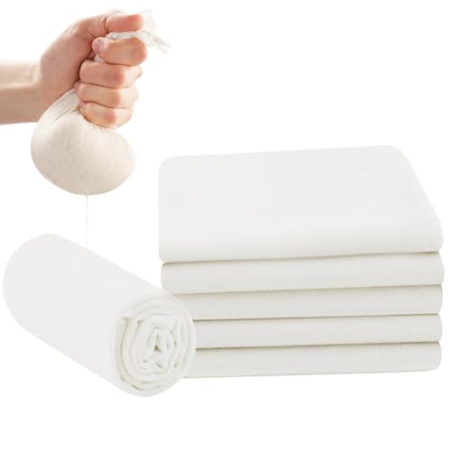 6-Pack Grade 100 Cheese Cloths for Straining, 20x20 Inch Reusable Cotton Muslin Cloth, Hemmed Edges Food Grade Filter for Cooking, Nut Milk, Greek Yogurt and Turkey