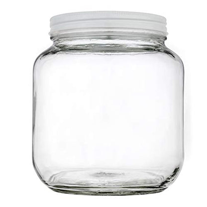kitchentoolz Half Gallon Glass Large Mason Jar Wide Mouth with Airtight Metal Lid - 1/2 Gallon Mason Jars - BPA-Free Glass Jar with Lid - Dishwasher Safe Made in USA - color: White Lid, size: 0.5 Gallon