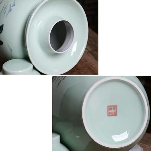 Traditional Chinese Porcelain Pickle Jar, Jingdezhen Ceramic Fermentation Crock Pickling Pot,Fermenting Jar with Water Seal Airlock Lid Stoneware Fermenter for Kimch L*1 - size: Large