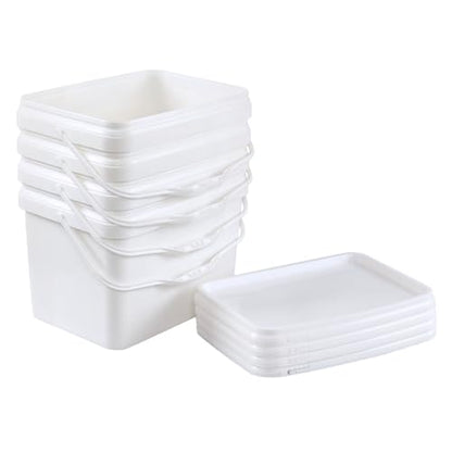 Saedy 5 Gallon Rectangular Bucket with Seal Lids for Food Storage, 4 Packs | Food Grade, with Handle - size: 5 Gallon