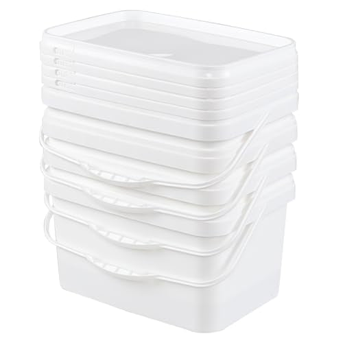 Saedy 3 Gallon Plastic Food Storage Bucket with Sealed Lid Set of 4 | BPA-free, Rectangular Buckets with Handles - size: 3 Gallon
