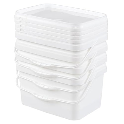 Saedy 3 Gallon Plastic Food Storage Bucket with Sealed Lid Set of 4 | BPA-free, Rectangular Buckets with Handles - size: 3 Gallon