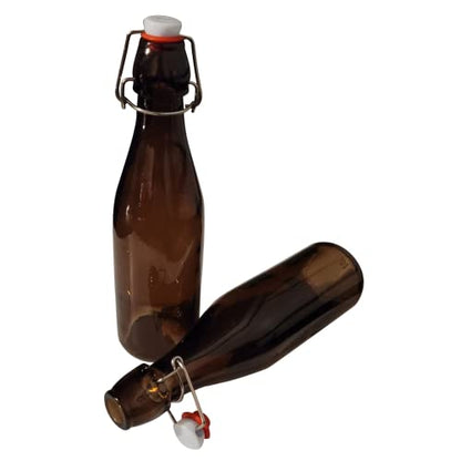 ICE N COLD | Pack of 6 Amber 16-20oz Growler with Flip Top Airtight Silicone Seal | For Beverages, Oil, Vinegar, Kombucha, Beer, Water, Soda, Kefir - color: Amber, size: Pack of 6