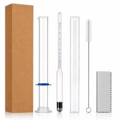 Hydrometer Alcohol Meter Kit, Hydrometer Alcohol 0-200 Proof & Tralle with Hydrometer Test Jar, Alcohol Proof Tester Hydrometer, Alcohol Tester for Liquor, Distilling Moonshine Alcoholmeter
