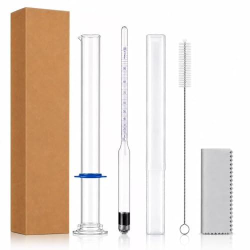 Hydrometer Alcohol Meter Kit, Hydrometer Alcohol 0-200 Proof & Tralle with Hydrometer Test Jar, Alcohol Proof Tester Hydrometer, Alcohol Tester for Liquor, Distilling Moonshine Alcoholmeter