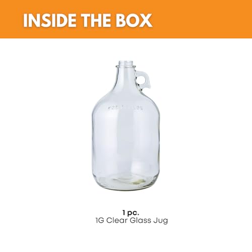 Fastrack 1 Gallon Glass Jug (128 oz) WITHOUT STOPPER OR CAP – Multipurpose 1 Gallon Jug, & Detergent Dispenser for Laundry, Glass Jug for Liquids, Water & Juice - style: 1 Pack