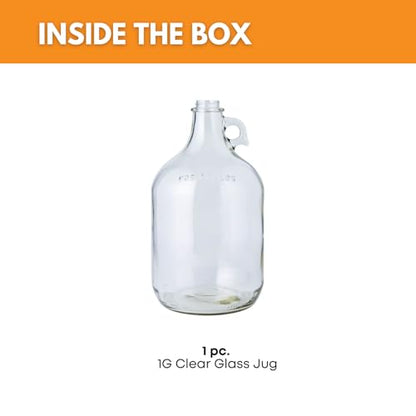 Fastrack 1 Gallon Glass Jug (128 oz) WITHOUT STOPPER OR CAP – Multipurpose 1 Gallon Jug, & Detergent Dispenser for Laundry, Glass Jug for Liquids, Water & Juice - style: 1 Pack
