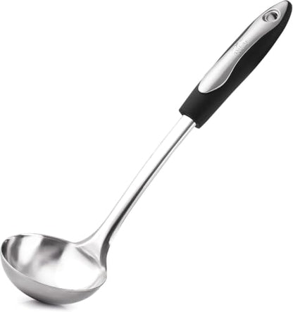 Zulay Kitchen Premium Soup Ladle - 12" Stainless Steel with Non-Slip Silicone Handle - size: Stainless Steel