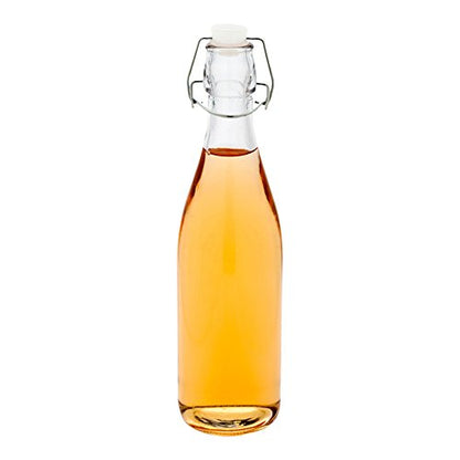 Restaurantware-17 Ounce Swing Top Glass Bottles, 10 Airtight Seal Glass Bottles With Swing Top Lids - Medium, Resealable, Clear Bottle, For Sodas, Kombuchas, Juices - size: 17 oz