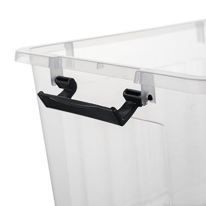 Cetomo Lidded Storage Bin, Stackable Storage Box with Lid and Snap Lock, Clear Platsic Bin for Dorm, Bedroom, Closet, 18 Quart, Pack of 6