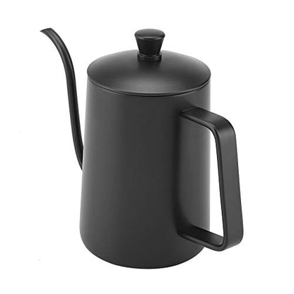 ZJchao Stainless Steel Coffee Kettle Gooseneck Spout Teapot with Thermometer 600ml Large Capacity Precision Pouring Coating for Coffee Brewing Enthusiasts Black Pink Green (Black) - color: Black