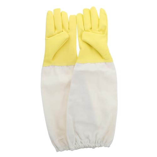 Toddmomy 1 Pair Heavy Duty PU Beekeeping Gloves with Long Sleeves for Gardeners Ventilated Beekeeper's Protective Gear with Elastic Cuffs Safety Gloves for Beekeeping and Outdoor Work