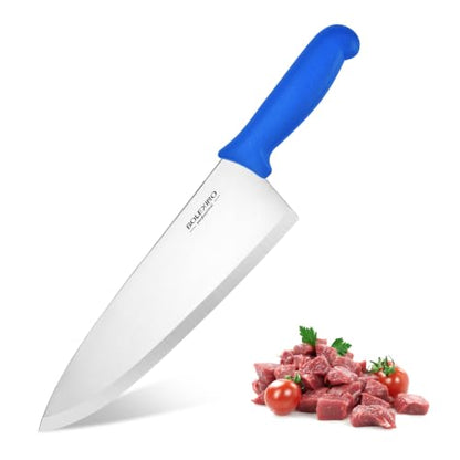 10 inch Japanese High Carbon Stainless Steel Chef Knife, Professional Sharp Wide Cook Knife with Non-slip Ergonomic Handle, for Kitchen Home Restaurant (Blue) - color: Blue