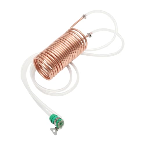Copper Immersion Wort Chiller Coil, 26.24ft Silicone Hose Beer Brewing Cooler--Food Grade Copper, Fast Cooling, Universal Garden Hose Fitting, Easy Clean, for Homebrew, Kitchen & Outdoor, 7.87*3.94in