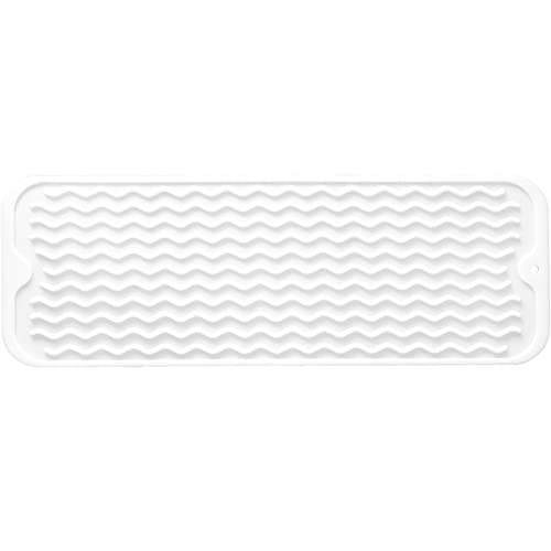 MicoYang Silicone Dish Drying Mat for Multiple Usage,Easy clean,Eco-friendly,Heat-resistant Silicone Mat for Kitchen Counter,Sink,Bar,Bottle,or Cup White M 17 inches x 6 inches - color: White, size: 17"L x 6"W