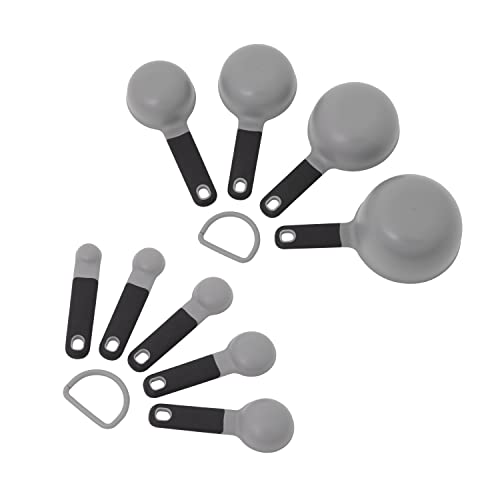 KitchenAid Universal Easy To Read Measuring Cup and Spoon Set with Soft Grip Handle for Maximum Control, Hang Hole and Nesting For Easy Storage, Dishwasher Safe, 9 Piece, Gray - color: Gray