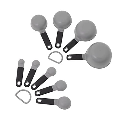 KitchenAid Universal Easy To Read Measuring Cup and Spoon Set with Soft Grip Handle for Maximum Control, Hang Hole and Nesting For Easy Storage, Dishwasher Safe, 9 Piece, Gray - color: Gray