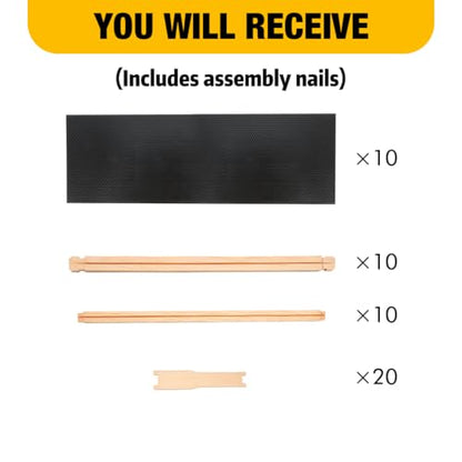 Honey Lake Medium Beehive Frames and Foudations Kit,10 Pack Super Bee Frames with Beeswax Coated Food Grade Plastic Foundations for Beekeeping (Black) - color: 10Pack-Black