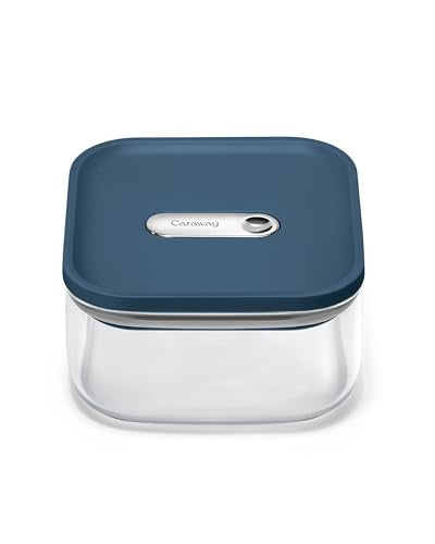 Caraway 1qt Glass Airtight Food Storage Container with Lid – Non-Toxic, BPA-Free Kitchen Storage Container – Stackable, Space-Saving Airtight Container for Dry Goods and More - Navy - color: Navy, size: 1qt Container