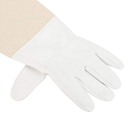 Beekeeping Gloves for Women & Men | Goat - Skin Leather Palms Block Bee Stings | Extra - Long Sleeves for Apiary Inspection/Beginners | Sturdy Canvas & Leather (XL) - size: XL