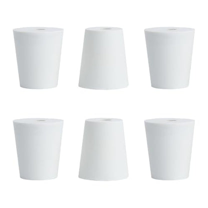 6Pcs Solid Rubber Stopper Bungs with Hole 18mm to 24mm Solid Test Tubes Bungs Stopper for Flask, Plug Holes and Test Tube(White) - size: 18-24MM
