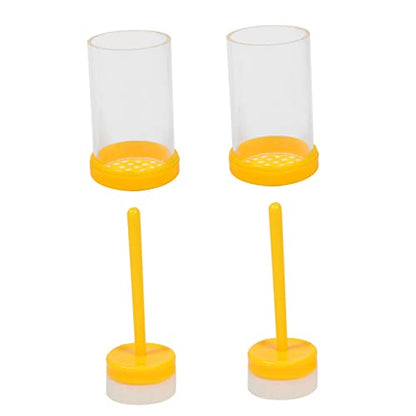 VANZACK 2 Sets Queen Mark Bottle Catcher Marker Clip Cage with Plunger Queen Marker Bottle Marking Kit Beekeeper Equipment Cage Plastic Beekeeping Bottles Sponge Major