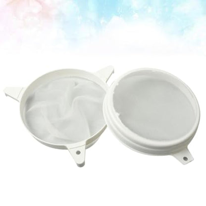 Honey Filter Tool Plastic Strainer Double Beekeeping Sieve with Nylon Mesh for Filtering Impurities Sturdy White
