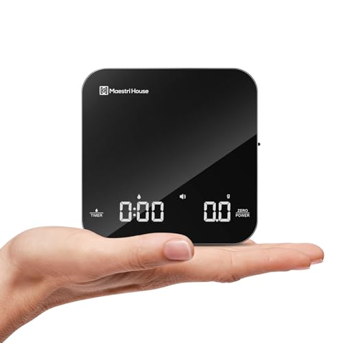 Maestri House S2 Espresso Coffee Scale with Timer, USB-C Rechargeable 2kg/0.1g Precision Shot Scale, Digital Scale for Espresso Brewing(Black & Silver) - color: Black&Silver