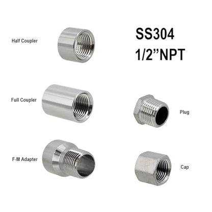 Wine Making- Home Brewing Kettle Retrofit Part Weld 1/2" NPT Coupler 304 Stainless Steel Homebrew DIY Brewing Kettle Wine Accessories(Plug)