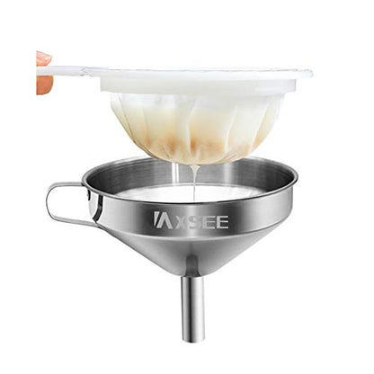 5-Inch Stainless Steel Funnel with Fine Mesh Strainer, 200 Mesh Cooking Oil Filter