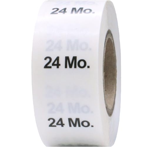 Clear Circle 24 Months Clothing Size Stickers - 3/4 Inch Round, 500 Clear Plastic Adhesive Labels Per Roll for Retail Apparel, Baby Clothing Organization, and Inventory - Made in the USA - color: 24 Months