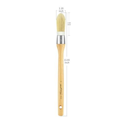 XDT#2918-21 Chalk Paint Brush, Wax Paint Brush Set for Furniture Crafts, Natural Bristle Oval Paint Brushes for All Painting and Waxing, Washable Reusable, No Shedding - size: #21