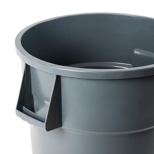 PRO&Family Commercial Round Trash Can, Ingredient Bin, Heavy-Duty Plastic, Anti-Static, Kitchen, Office, Outdoor Use (Gray, 44 Gallon) - color: Gray, size: 44 Gallon