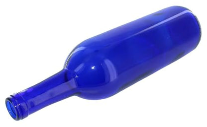 North Mountain Supply 750ml Glass Bordeaux Wine Bottle Flat-Bottomed Cork Finish - Case of 12 - Cobalt Blue