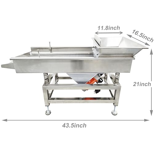 TECHTONGDA Straight Vibrating Sieve Screen Shaker Electric Linear Sifter Machine Stainless Steel One Layer Two Motors 5mm Round Hole Screen Size 11.8×31.5inch 110V - size: 5mm