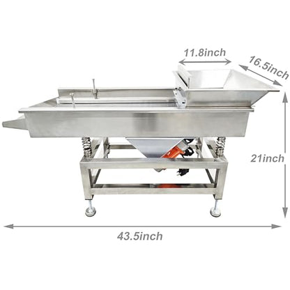 TECHTONGDA Straight Vibrating Sieve Screen Shaker Electric Linear Sifter Machine Stainless Steel One Layer Two Motors 5mm Round Hole Screen Size 11.8×31.5inch 110V - size: 5mm