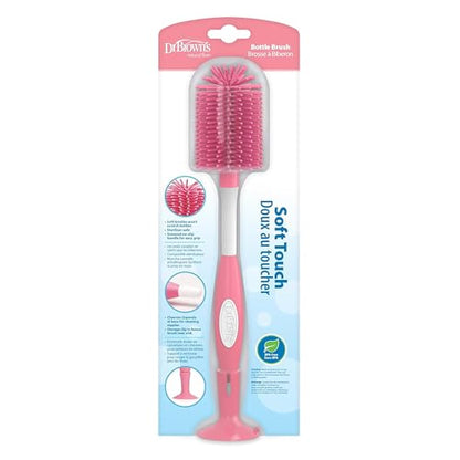 Dr. Brown's Soft Touch No Scratch Baby Bottle Cleaning Brush Nipple Cleaner with Stand and Storage Clip, BPA Free, Pink (Pack of 2) - style: 2 Pack, Pink