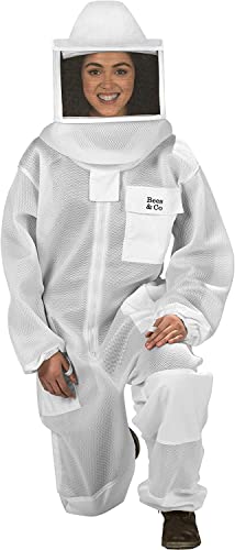 Bees & Co U85 Ultralight Beekeeper Suit with Square Veil - color: Sateen White, size: Small