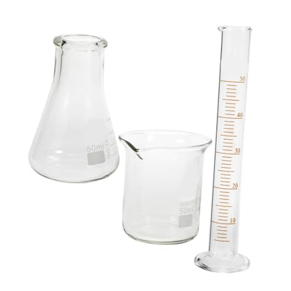 Cabilock 1set Laboratory Glassware Beaker Graduated Cylinder and Flask for Chemistry Experiments Accurate Measurements Borosilicate Glass for
