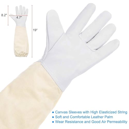 HARFINGTON Bee Suit for Men and Women XXL Beekeeping Suits Outfit with Glove and Round Veil Hood Bee Suits for Men Proof Backyard Professional and Beginner Bee Keeper Thick, White - size: XXL