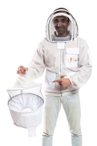 -- Beekeeping Fully Ventilated Jacket in Multi-Color with Round Veil (2XL, White with Two Veils) - color: White With Two Veils, size: XX-Large