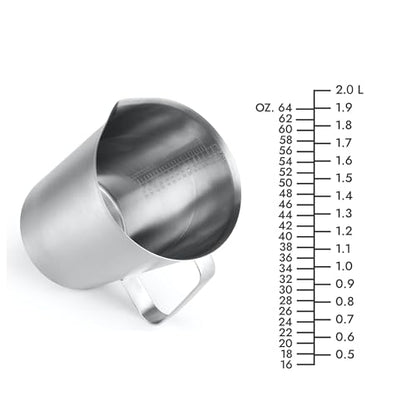CURTA 18/8 Stainless Steel Measuring Cup with Handle and Pour Lip 64 OZ (8 Cup, 2000 ML) - color: Flat Handle, size: 64 OZ (8 Cup, 2000 ML)