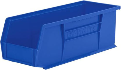 Akro-Mils 30234 AkroBins Plastic Storage Bins, Space-Saving Stackable Bins for Garage, Pantry, Craft Organization, 15" x 5" x 5", Blue, 12-Pack - color: Blue