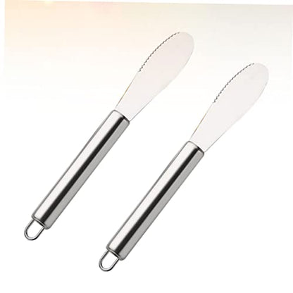 Alipis 2pcs Stainless Steel Cream Spatula Butter Spreader Cheese Knife for Cake Icing and Pastry Kitchen Gadget for Food Shops and Catering Silver