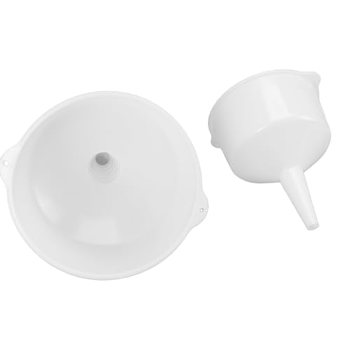 2 Pack White Conical Funnel Set, 2L 4L Wide Mouth Food Grade PP Spouts
