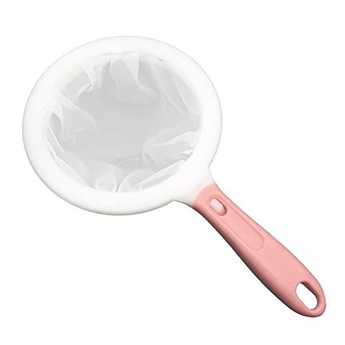 2 IN 1 200 Mesh Coffee Nylon Sieve Strainer Colander Oil Wine Filtering Kit Mesh Filter for Juice,Milk,Honey,Boiled Water with Detachable Handle - color: 200Mesh Pink Handle