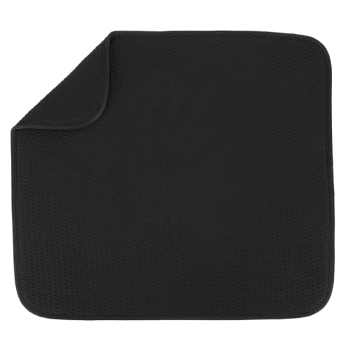 S&T INC. Dish Drying Mat, 16” x 18”, Absorbent Microfiber Kitchen Counter Mat, Drying Pad for Dishes, Utensils, Pots and Pans, Large, Diamond Texture, Black - size: 16" x 18"