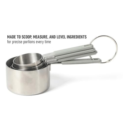Calphalon Prime Measuring Cups, 4-Piece Stainless Steel Measuring Cup Set with Taupe Silicone Handles, Accurate Kitchen Measuring Tools for Dry & Liquid Ingredients - color: Taupe w/ Silicone (Prime - Measuring Cups), size: Measuring Cups (Set of 4)