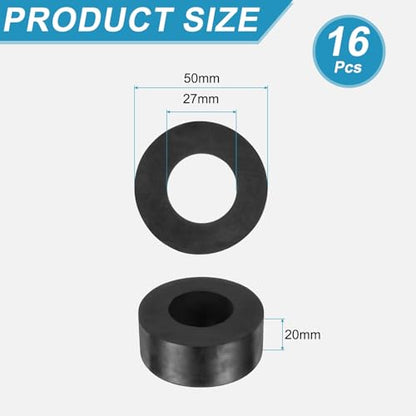 uxcell 16 Pcs Rubber Spacers 50mm OD x 27mm ID x 20mm Height Round Anti Vibration Spacer Rubber Bushing Grommets - size: 50mm OD x 27mm ID x 20mm Height
